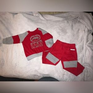 kids Ecko Unlimited red and gray tracksuit size 24M